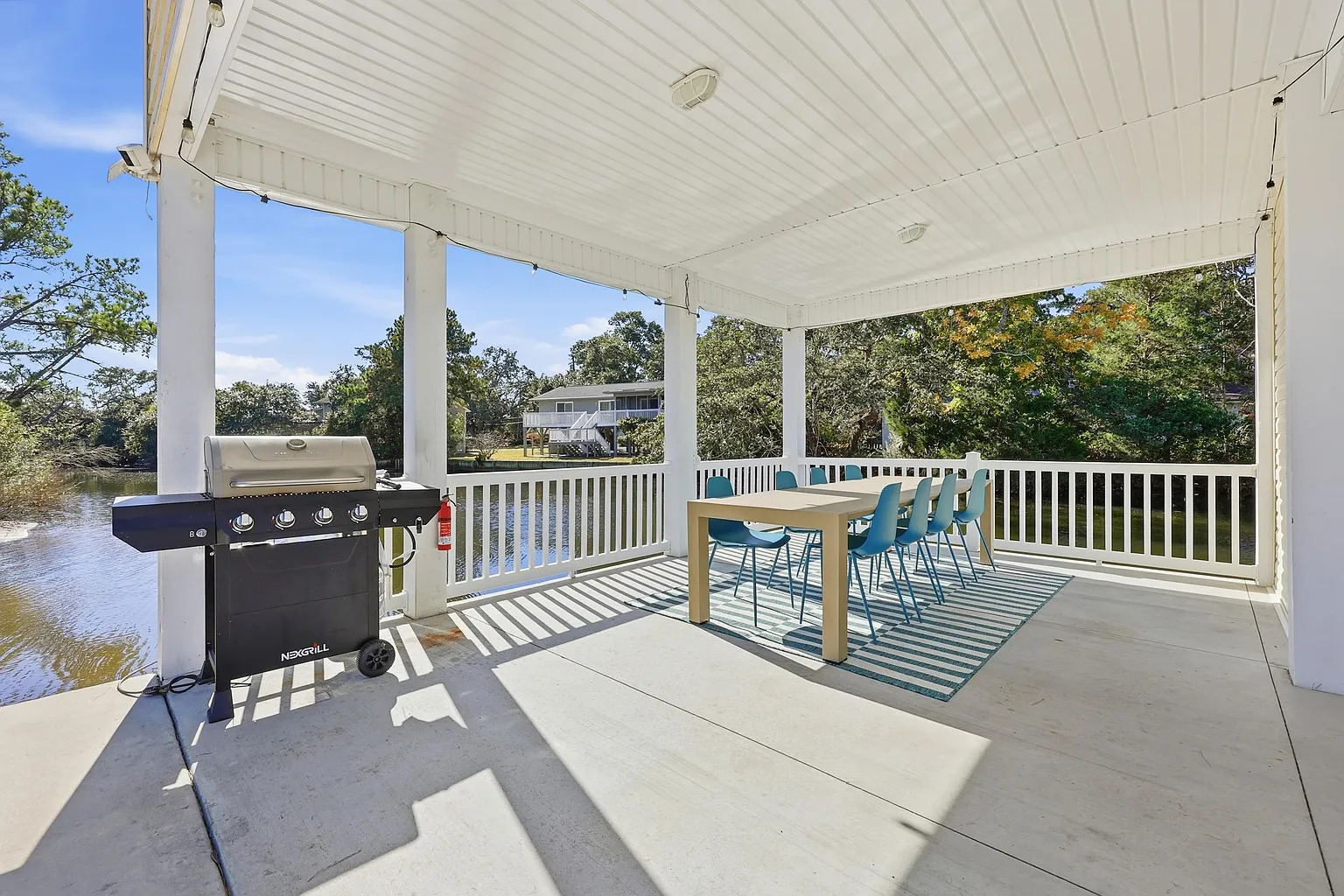 Hot tub with waterfront channel views at Banana Villa North Myrtle Beach